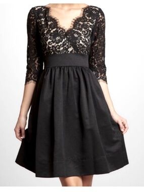 Eliza J Lace Overlay Black Dress Cocktail V Neck Size 12